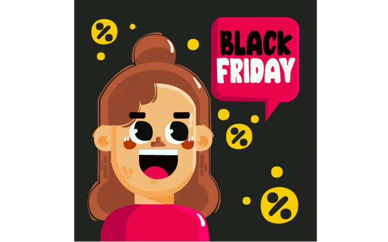 People Happy with Black Friday Sale Illustration