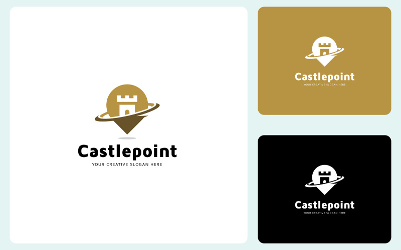 Creatieve kasteel punt logo ontwerpsjabloon