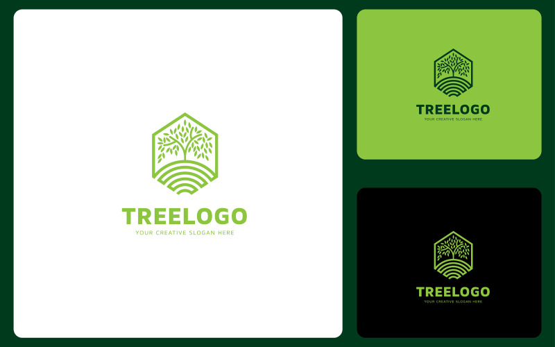 Modello di progettazione del logo dell'albero naturale