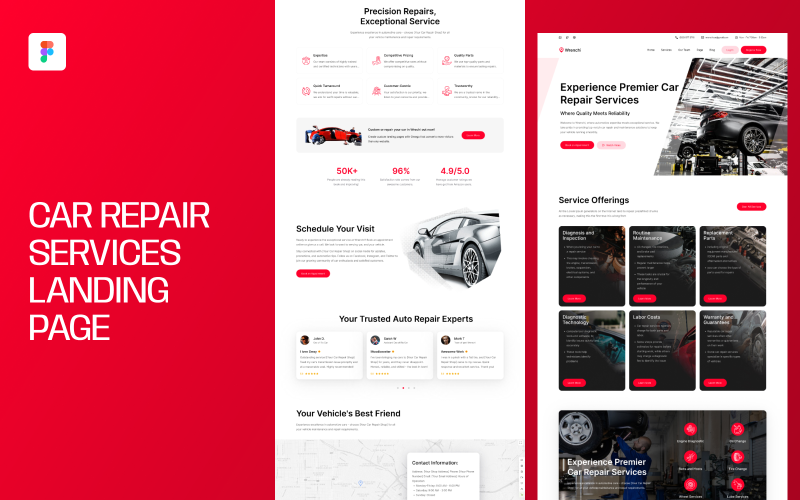 Page de destination des services de réparation automobile