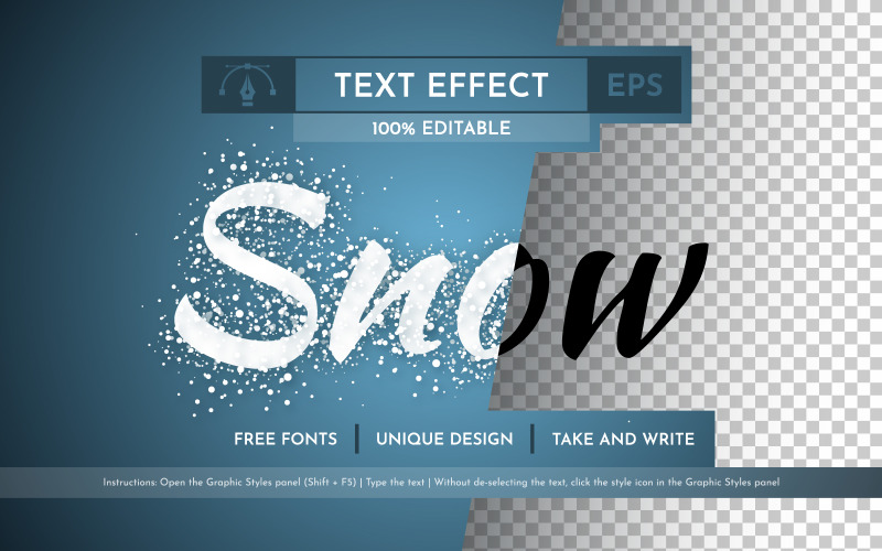 Tempête de neige - Effet de texte modifiable, style de police