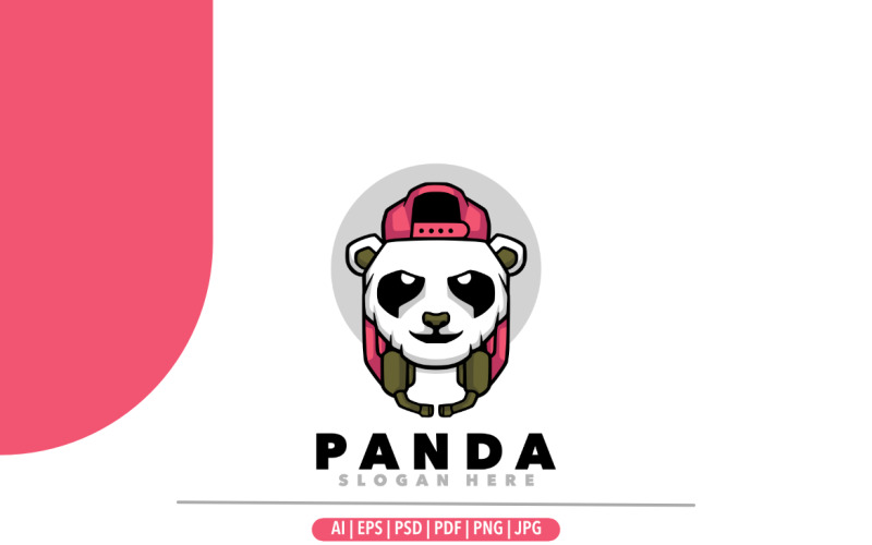 Illustrazione del disegno del logo del fumetto del logo della mascotte del rapper panda