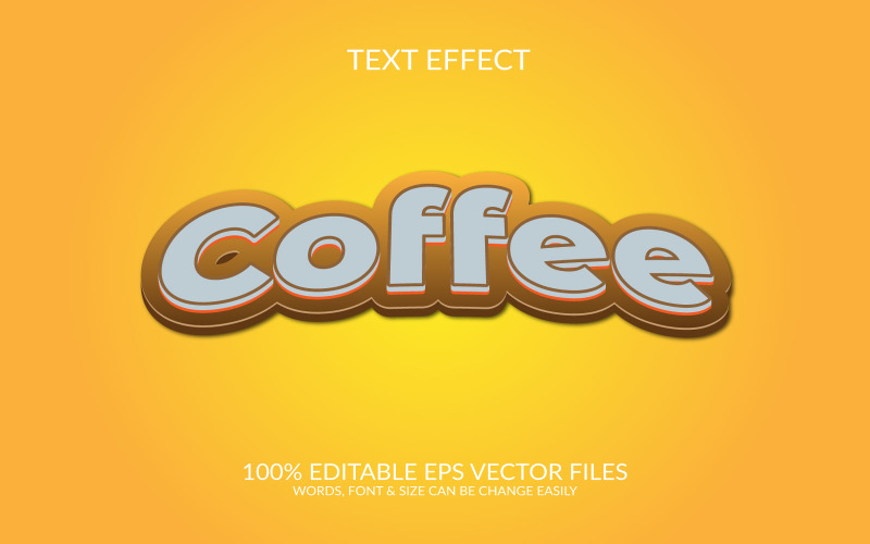 Ilustración de plantilla de efecto de texto Eps vectoriales editables 3D del día mundial del café