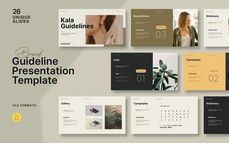 Layout do Googleslide das diretrizes da marca