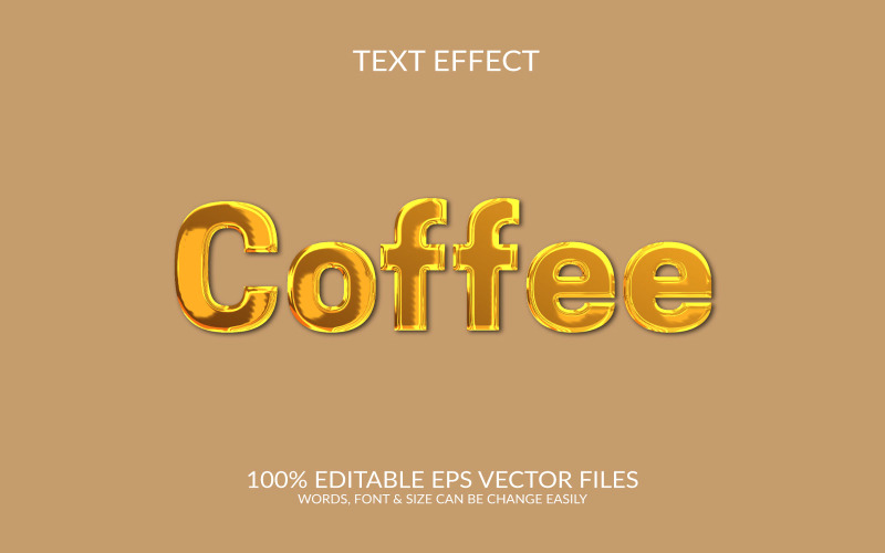 Nemzetközi kávénap 3D szerkeszthető szövegeffektus illusztráció
