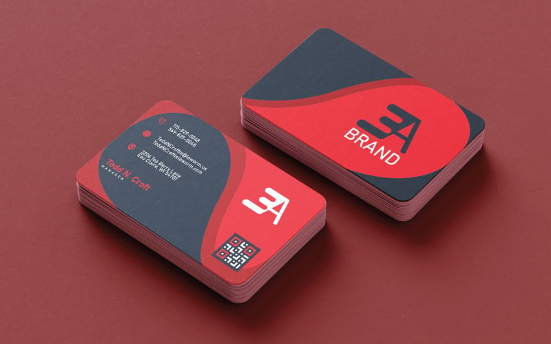 Шаблон красной корпоративной визитной карточки