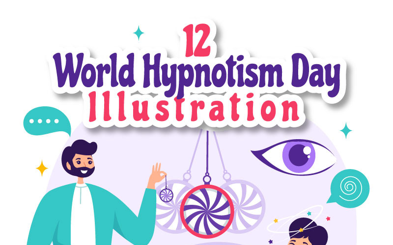 12 A hipnotizálás világnapja vektoros illusztráció