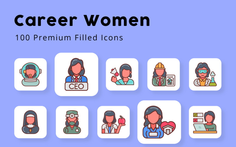Carrièrevrouwen 100 premium gevulde pictogrammen
