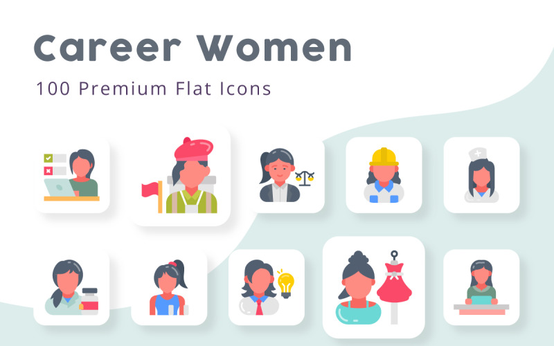 Carrièrevrouwen 100 Premium platte iconen