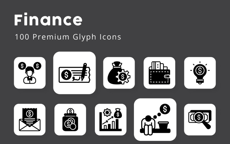 Finans 100 Premium Glyph ikoner