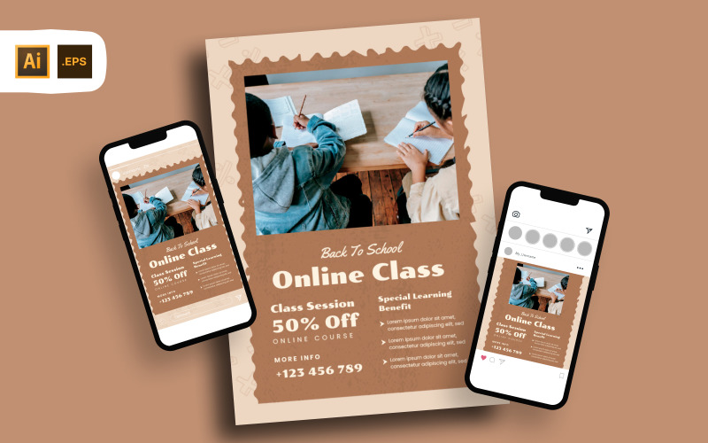 Modello di volantino per pubblicità del corso online per sessione di lezione
