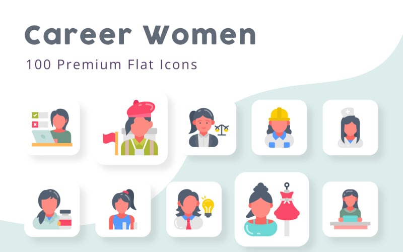 Mulheres de carreira 100 ícones planos premium