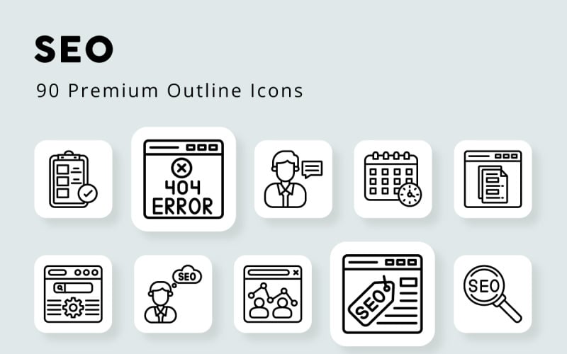 Seo 90 Premium-Umrisssymbole