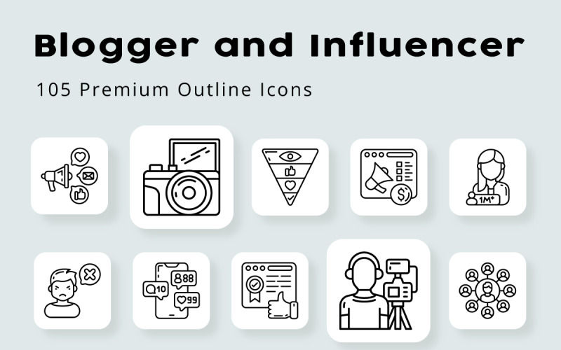 Blogger och Influencer 105 Premium Outline-ikoner