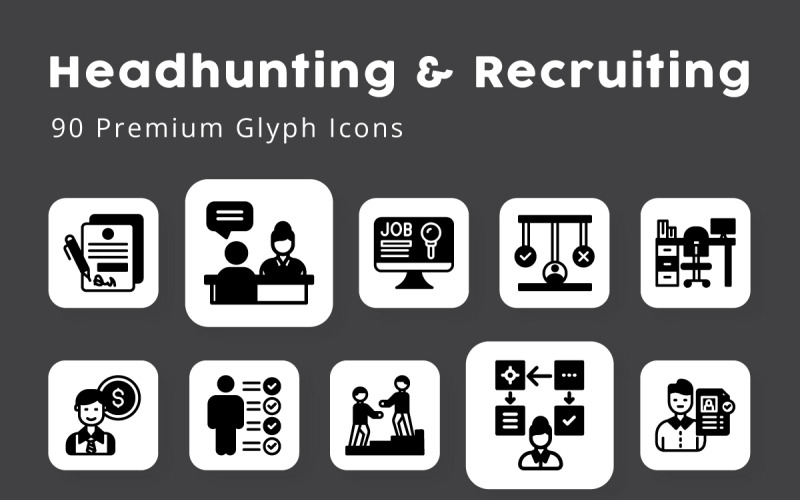 Headhunting och rekrytering av 90 premium glyphe-ikoner