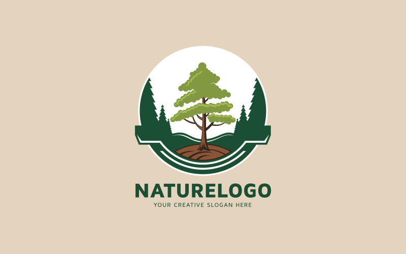 Modèle de conception de logo d'arbre naturel
