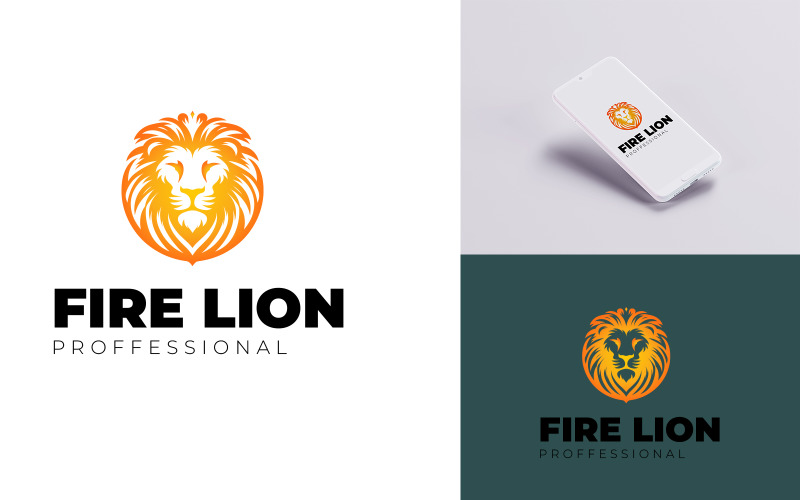 Szablon logo kreatywnego lwa ognia