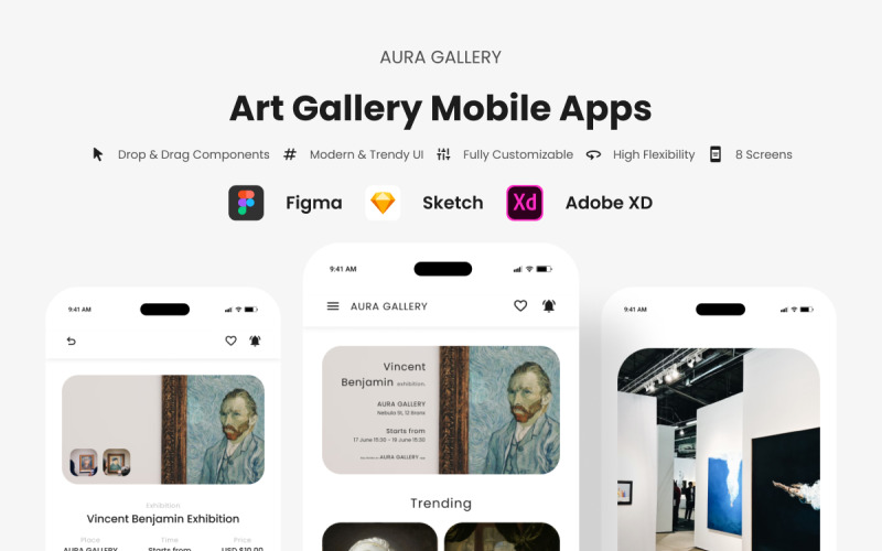 Aura Gallery - Art Gallery Mobile App - TemplateMonster