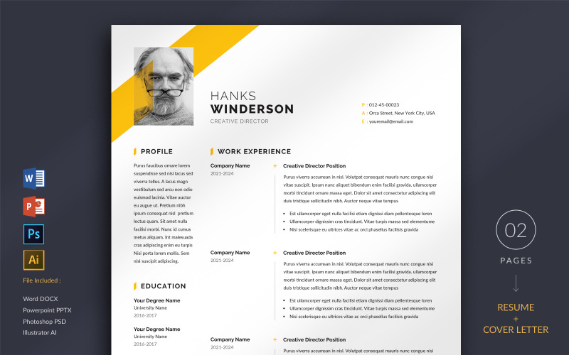 Modèle de CV imprimable de Hanks Winderson