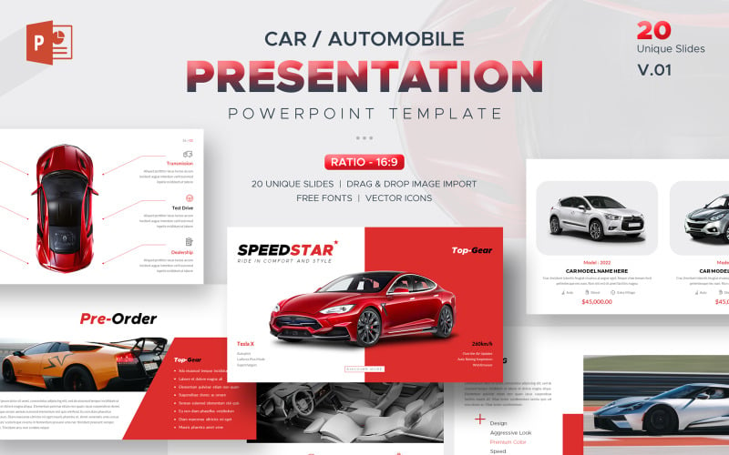 Modèle PowerPoint de voiture / automobile