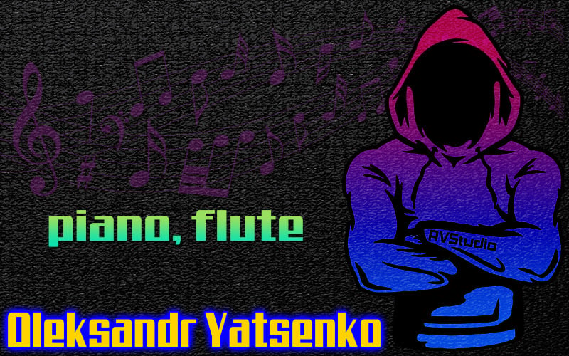 Piano en fluit, vrije achtergrond.