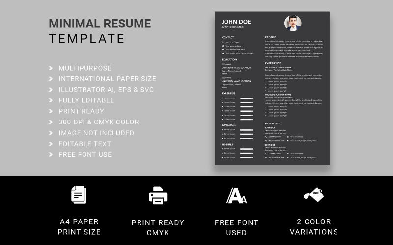 Professionell design för minimal CV-mall