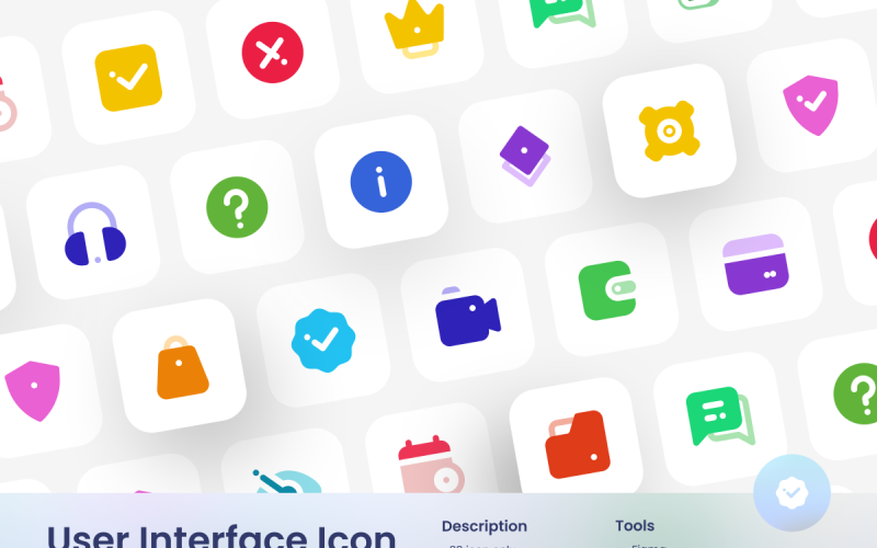 Conjunto de ícones da interface do usuário estilo colorido 3