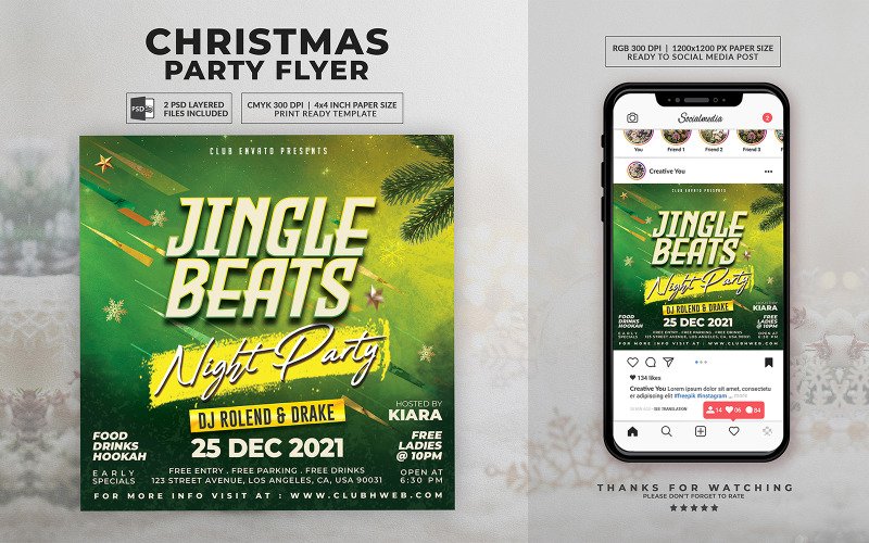 Leták na vánoční večírek Jingle Beats
