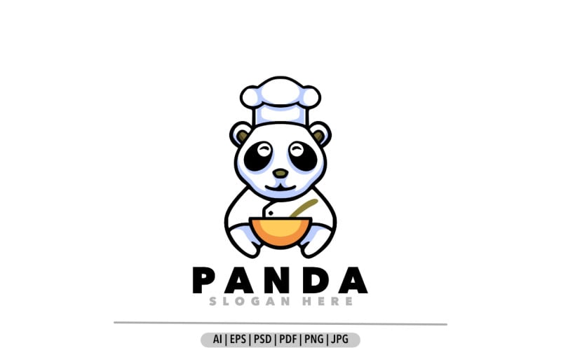 Šablona návrhu s maskotem kresleného loga kuchaře pandy
