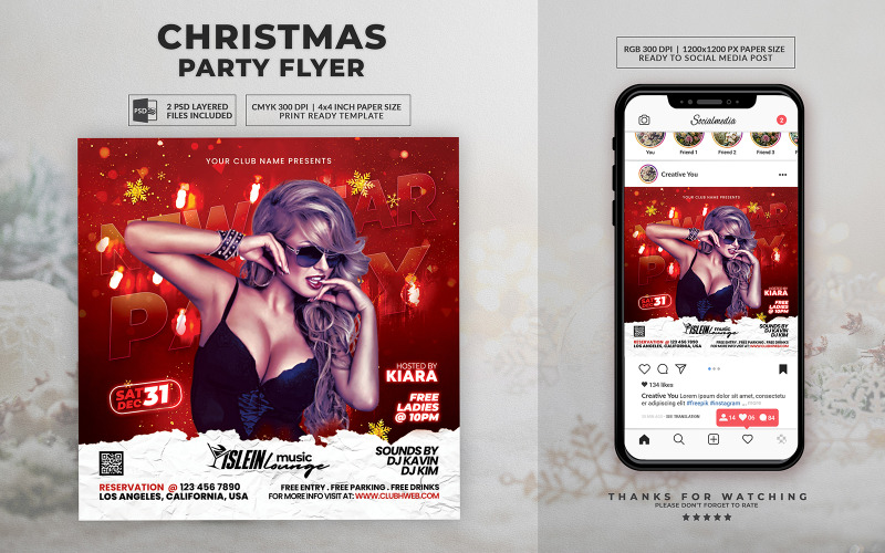 Weihnachtsfeier-Flyer-Design-Vorlagen PSD