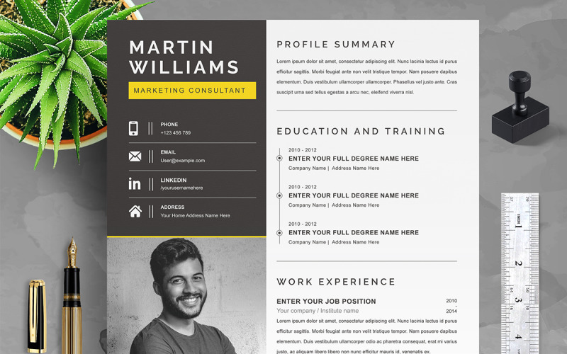 Clean and Modern Resume Template Word | CV Template + Cover Letter