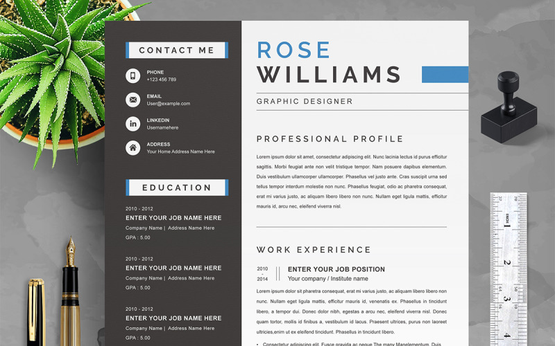 Modelo de currículo profissional simples de designer gráfico cv