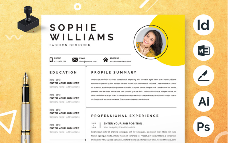 Word Clean Resume | Apple Pages Modern Resume / CV