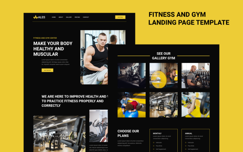 Ales - Modello di pagina di destinazione per fitness e palestra