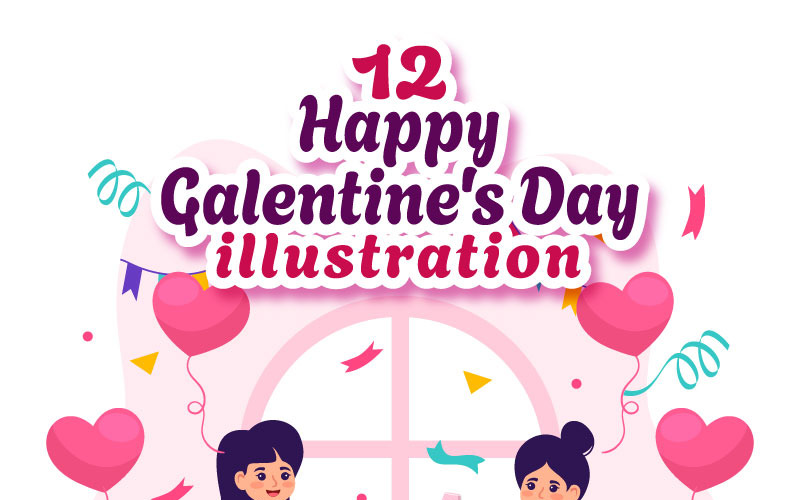 12 Happy Galentine's Day illustratie