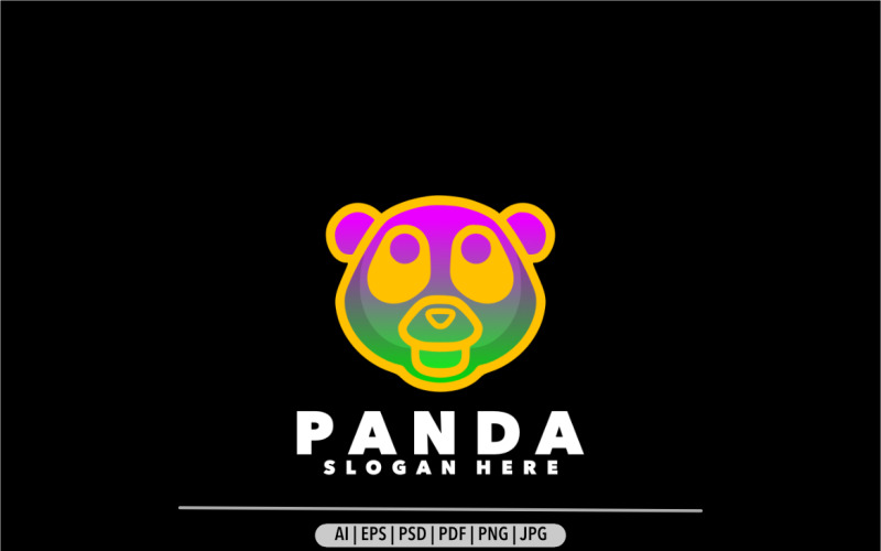 Panda vonal színátmenet színes kabalája logó tervezősablon