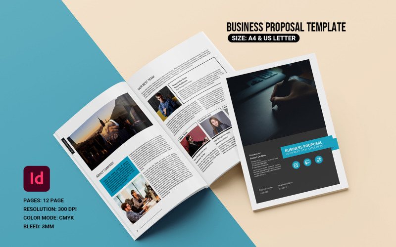 Zakelijk voorstel / projectvoorstel. Indesign en Word-sjabloon