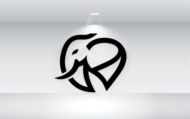 大象标志轮廓矢量图模板