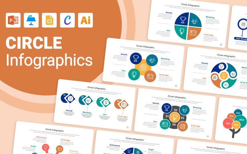 Disposition de conception de modèles d'infographie de cercle