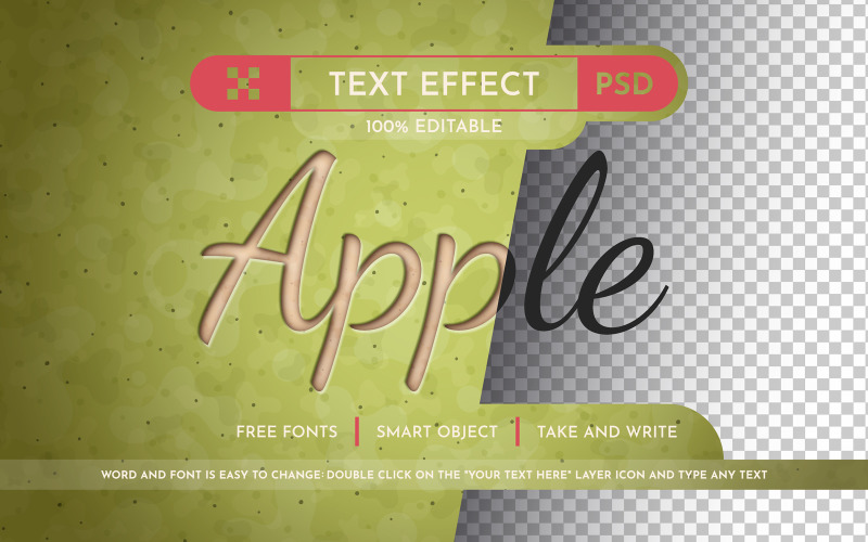 Green Apple - Editable Text Effect, Font Style