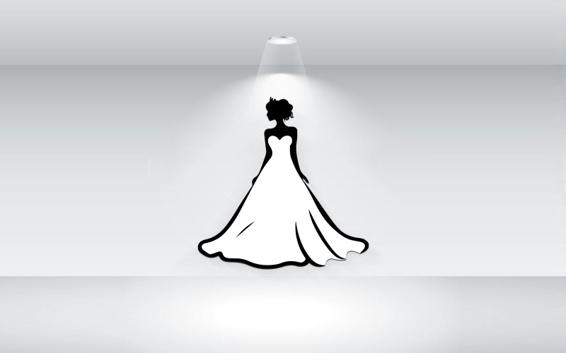 Ilustración de vector de logotipo de vestido de novia