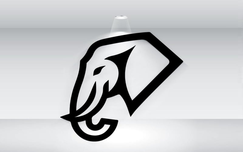 Modello di illustrazione vettoriale del contorno del logo della testa dell'elefante