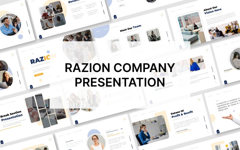 Modelo de apresentação em PowerPoint da empresa Razion