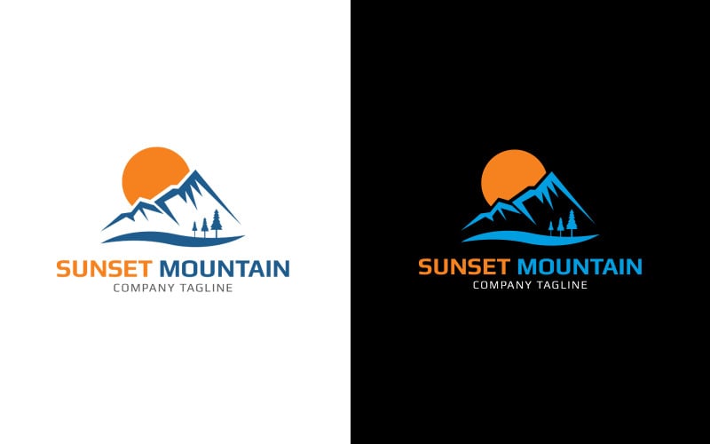 Mountain, Rock, Hill, Sunset Mountain Logo šablona