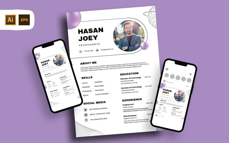 Programmer Resume CV Set Template #371639 - TemplateMonster