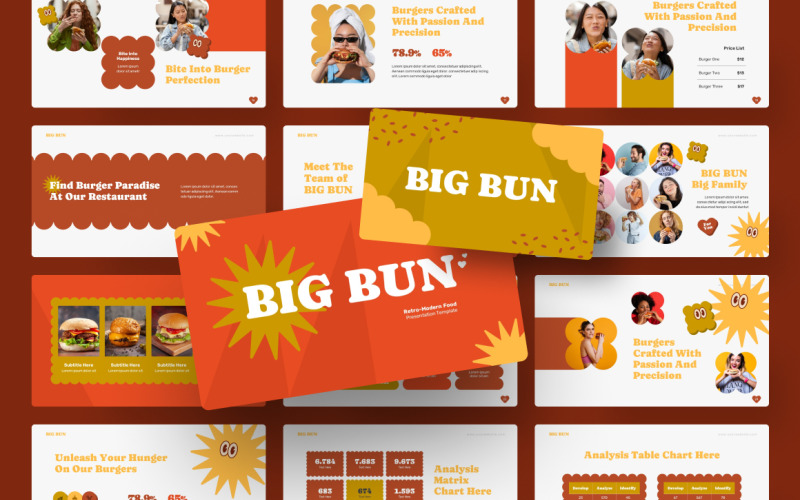 Szablon programu PowerPoint na temat festiwalu Big Bun Retro Food Festival