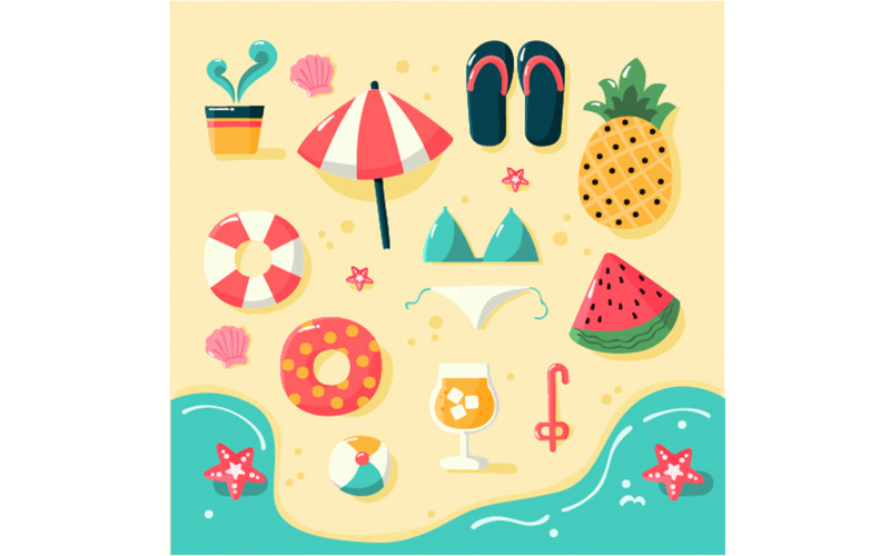 Collection d'éléments de conception plate Illustration d'été