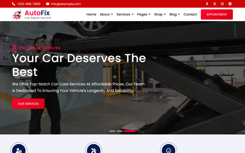 AutoFix - HTML5-websitesjabloon voor autoreparatiediensten
