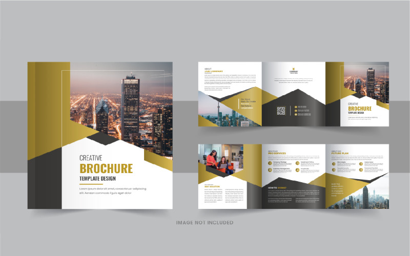 Conception de brochure à trois volets carrée d'affaires ou mise en page à trois volets carrée