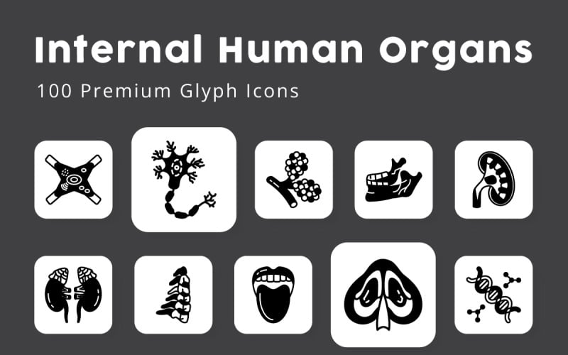 Inre mänskliga organ 100 premium Glyph-ikoner